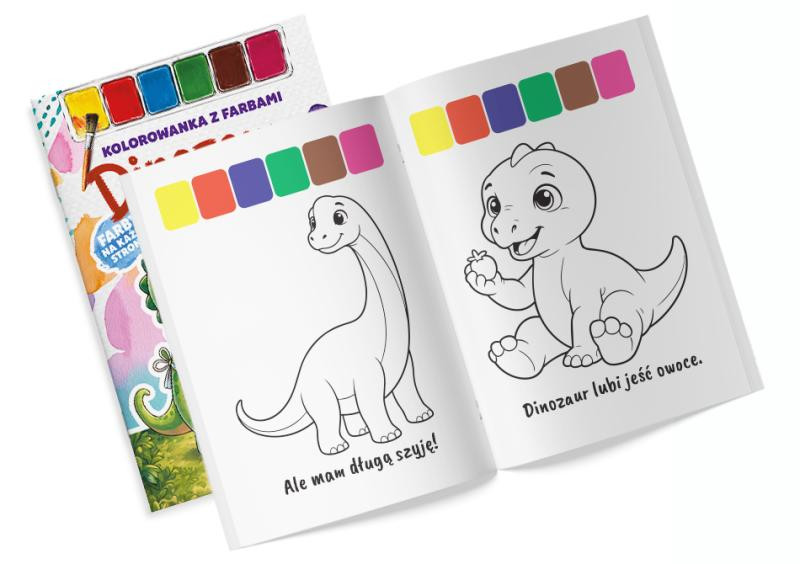 Kolorowanka z farbami. Dinozaury Martel